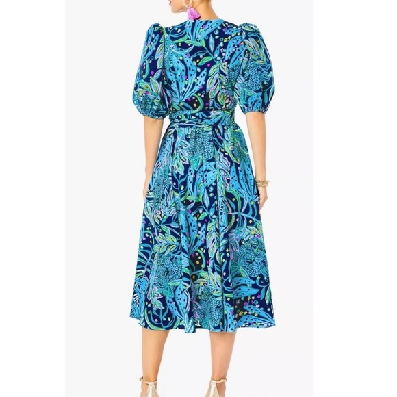Juney Midi Dress Low Tide Navy Catty Purrsonality - Picture 2 of 4